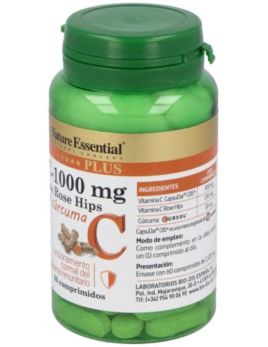 Vit. C+Rose Hips+Curcuma 60Comp. de Nature Essential