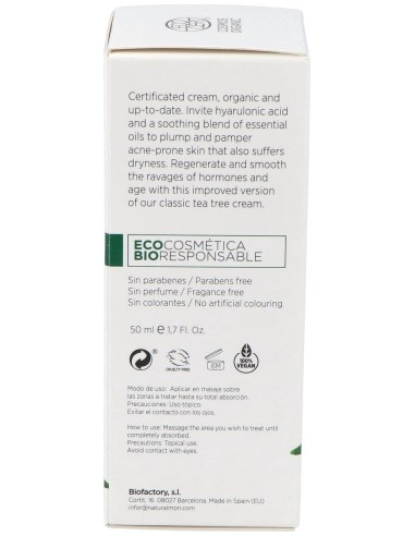 Crema Facial Arbol Del Te Y Ac. Hialur. 50Ml. Bio de Mondeconatur