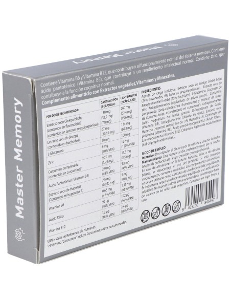 Master Memory 30 Cápsulas Vegetales de Plameca