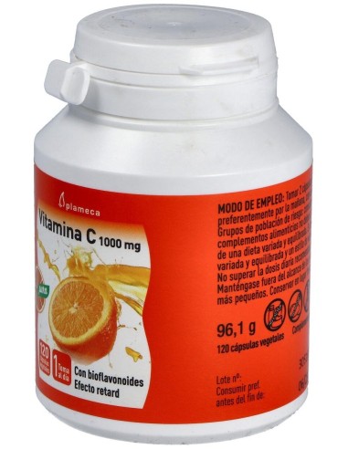 Vitamina C Pura 1000 Mg 120 Cápsulas Vegetales de Plameca