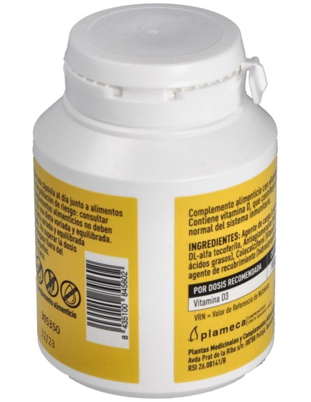 Vitamina D3 4000 Ui 90 Cápsulas Vegetales de Plameca