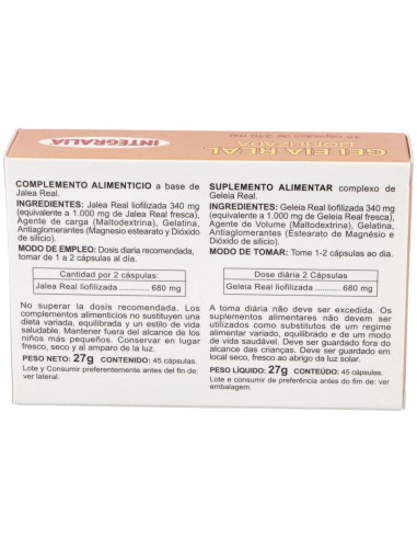 Jalea Real Liofilizada 300Mg. 45Cap. de Integralia