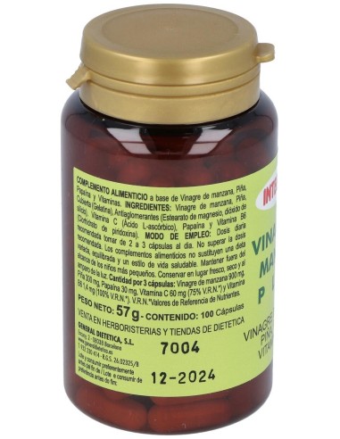 Vinagre Manzana Plus 100Cap. de Integralia