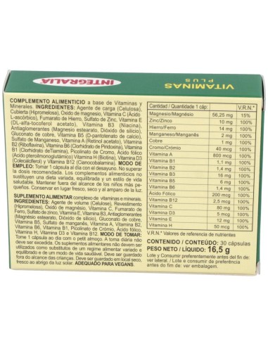 Vitaminas Plus 30Cap. de Integralia
