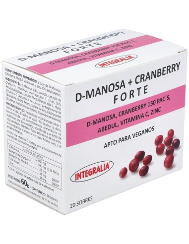 D-Manosa + Cranberry Plus 20Sbrs. de Integralia