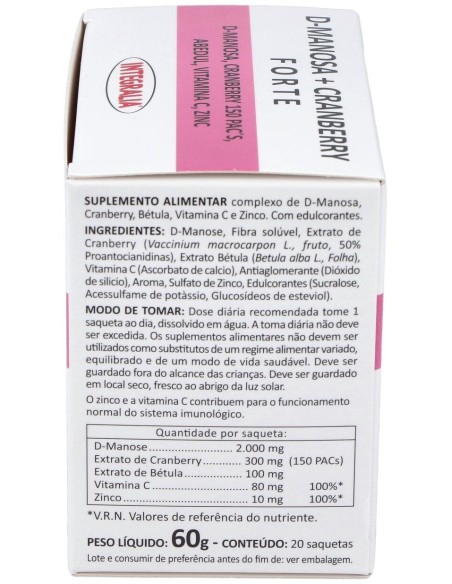D-Manosa + Cranberry Plus 20Sbrs. de Integralia
