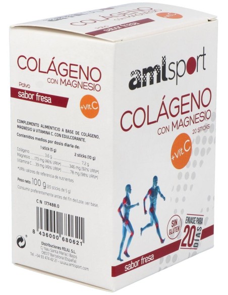 Colageno Con Magnesio Y Vit.C Fresa 20Sti Amlsport de Ana Maria Lajusticia