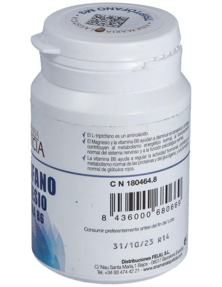 Triptofano Con Magnesio+Vit. B6 60Comp. de Ana Maria Lajusticia