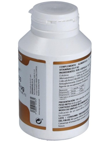 Holovit Vit. D3 2000Ui+K2 60Mcg+Menaquinona 180Cap de Equisalud