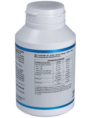 Aceite Higado De Bacalao Con Vit. A, D Y E 180Cap. de Equisalud