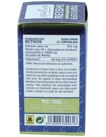 Reishi 6500Mg. 60Cap. Estado Puro de Tongil