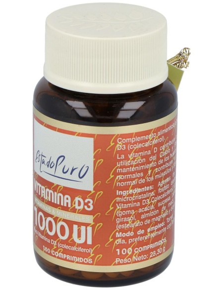 Vitamina D3 1000Ui 100Comp. Estado Puro de Tongil