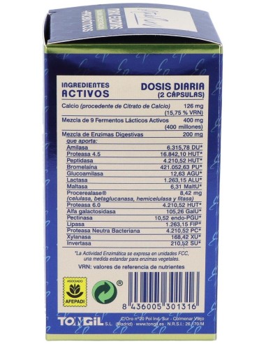 Maxi Enzimas Con Probioticos 40Cap. Estado Puro de Tongil