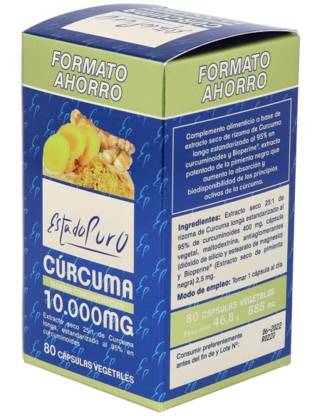 Curcuma 10.000Mg. 80Cap. Estado Puro de Tongil