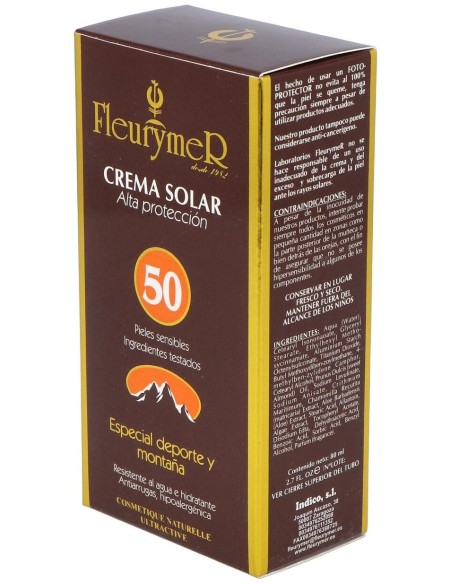 Crema Solar Facial Spf-50 Montaña 80Ml. de Fleurymer
