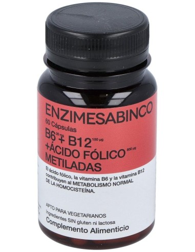 Homocisbin B6 + B12 + Acido Folico Metiladas 60Cap de Enzime - Sabinco