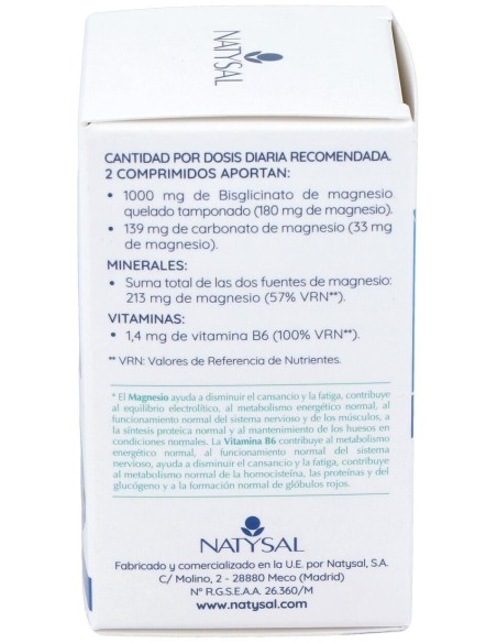 Magnesio Bisglicinato + B6 60Comp. de Natysal