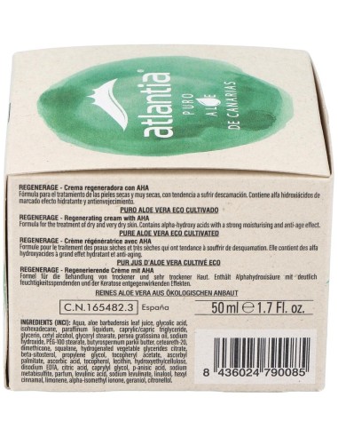 Regenerage Crema Antiedad Con Aloe 50Ml. Eco de Atlantia