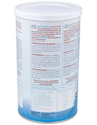 Ergynutril (Proteinas) Cacao Polvo 350Gr. de Nutergia