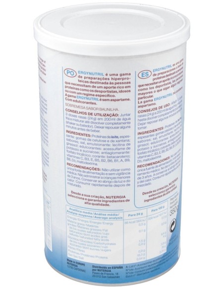 Ergynutril (Proteinas) Vainilla Polvo 350Gr. de Nutergia
