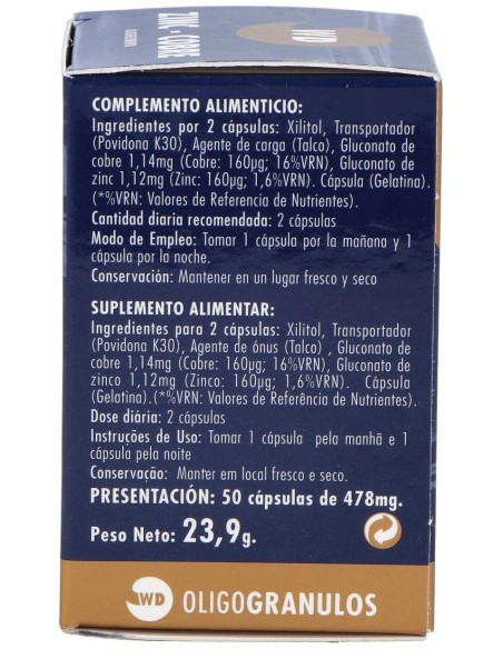 Zinc-Cobre Oligogranulos 50Caps. de Waydiet Natural Products