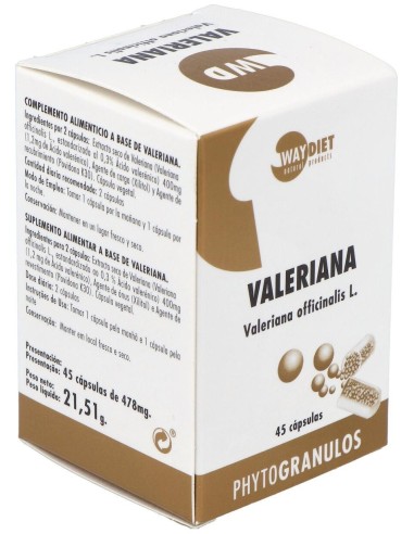 Valeriana Phytogranulos 45Caps. de Waydiet Natural Products