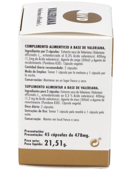 Valeriana Phytogranulos 45Caps. de Waydiet Natural Products