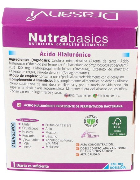 Nutrabasics Acido Hialuronico 30Caps. de Drasanvi