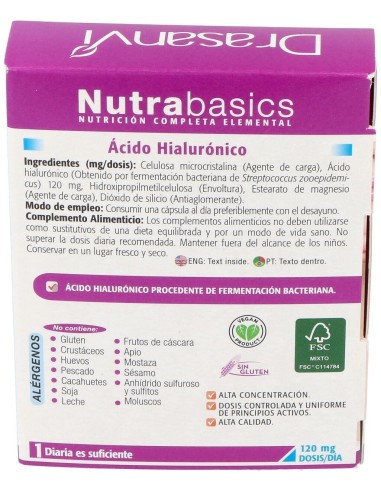 Nutrabasics Acido Hialuronico 30Caps. de Drasanvi