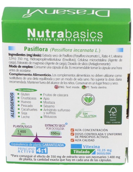 Pasiflora 30 Capsulas Nutrabasicos Drasanvi