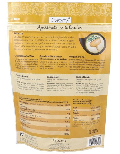 Maca Superalimentos Bio 225Gr Doypack de Drasanvi
