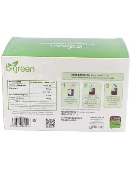 Colageno Hidrolizado Cacao  30Sbrs. de B.Green (Lab. Lebudit)