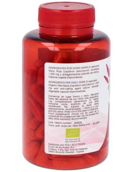 Maca Roja 850Mg. 90Cap. Eco de El Oro De Los Andes