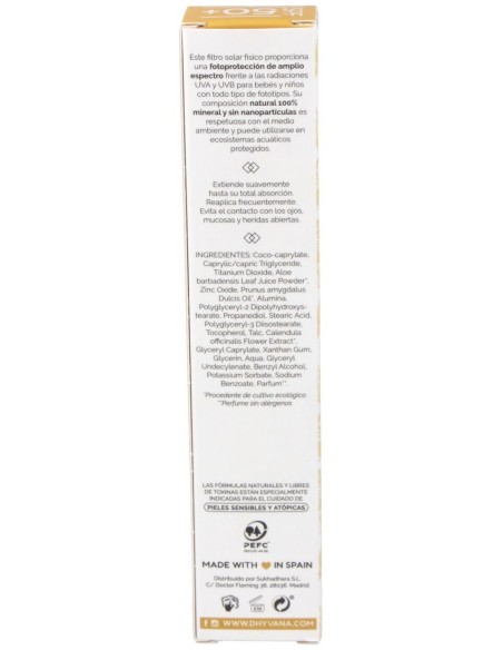 Solar Spf50+ Infantil  Sensible 50Ml. Eco de Dhyvana