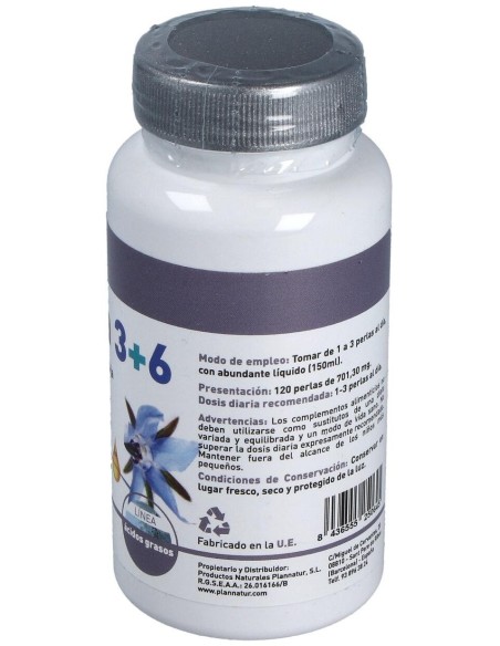 Omega 3+6 Borraja + Salmon 500Mg. 120Perlas de Plannatur