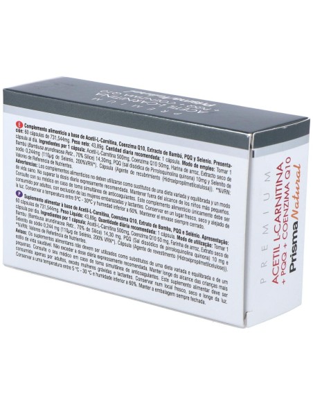 Acetil L-Carnitina+Pqq+Coenzima Q10 60 Cap   de Prisma Natural