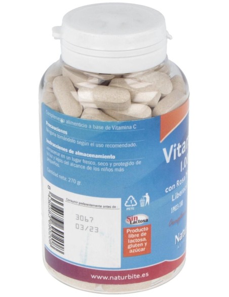 Vitamina C 1000mg+Rosa Mosqueta 20mg+Bioflav.,180 de NaturBite