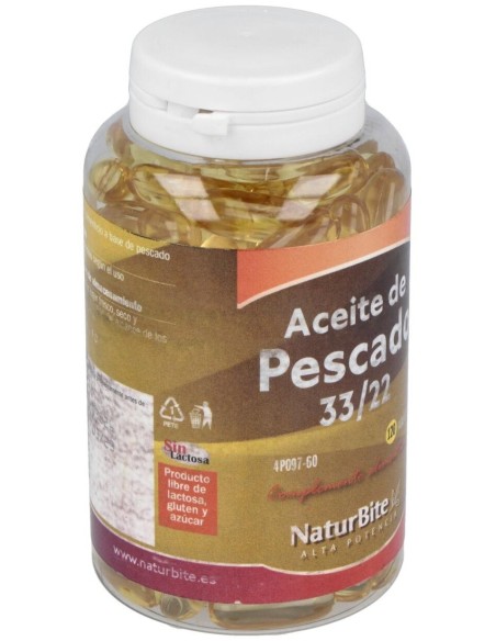 Aceite de Pescado 1000mg 33/22, 120 Caps. Gel de NaturBite