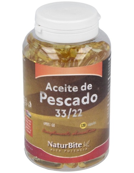 Aceite de Pescado 1000mg 33/22, 120 Caps. Gel de NaturBite