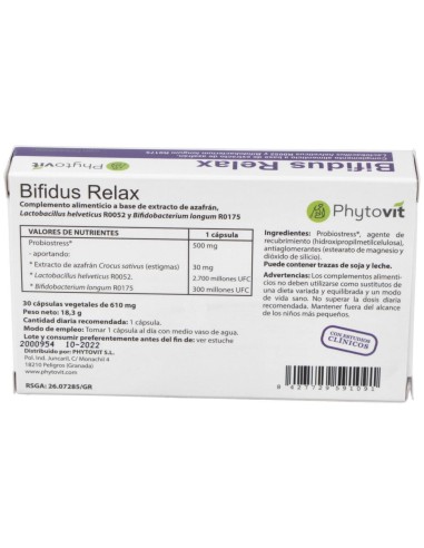 Bifidus Relax 30Cap. de Phytovit
