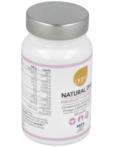 Natural DHA Embarazo y Lactancia 60 perlas de Puro Omega