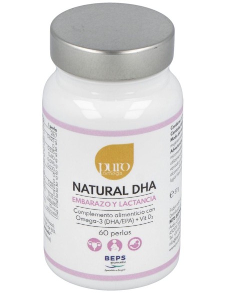 Natural DHA Embarazo y Lactancia 60 perlas de Puro Omega