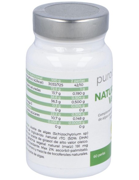 Natural DHA Vegan 90 perlas de Puro Omega