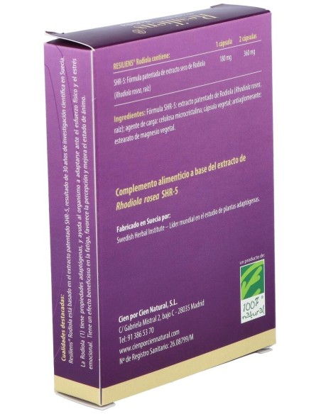Resiliens Rodiola 40Cap. de Cien Por Cien Natural