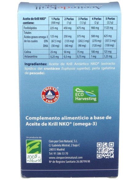 Aceite De Krill Nko 40Perlas de Cien Por Cien Natural