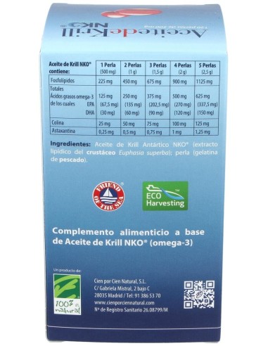 Aceite De Krill Nko 120Perlas de Cien Por Cien Natural