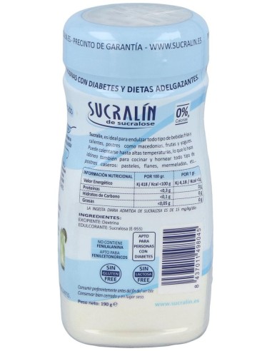 Sucralin Granulado Azul Diabeticos 190Gr de Sucralin