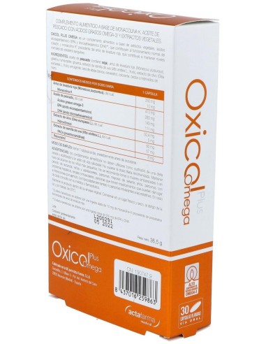 Oxicol Plus Omega 30Cap. de Actafarma