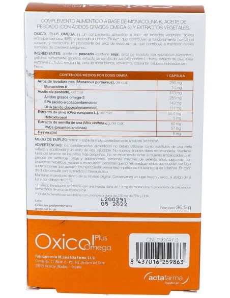 Oxicol Plus Omega 30Cap. de Actafarma