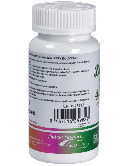 Dormax Dulces Sueños Melatonina 1,8Mg. 120Comp. de Actafarma